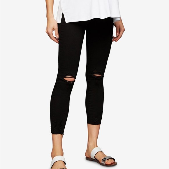 maternity black ripped skinny jeans